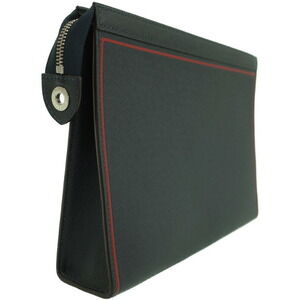 Louis Vuitton Taiga Bag Pochette Black Leather Voyage Clutch
